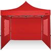 RAY BOT Gazebo pieghevole 3x3 rosso professionale con finestre. PVC 350g