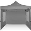 RAY BOT Gazebo pieghevole 3x3 grigio professionale con finestre. PVC 350g