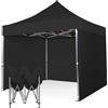 RAY BOT Gazebo pieghevole 3x3 nero Exa 55mm alluminio con laterali. PVC 350g