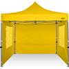 RAY BOT Gazebo pieghevole 3x3 giallo gambo 40x40 con finestre. PVC 350g