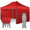 RAY BOT Gazebo pieghevole 4x6 rosso Exa 55mm alluminio con laterali. Gazebo rapido e automatico.