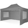 RAY BOT Gazebo pieghevole 3x4,5 grigio Exa 45mm TOP alluminio con finestre PVC 350g