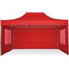 RAY BOT Gazebo pieghevole 3x4,5 rosso professionale con finestre. Gazebo rapido e automatico.