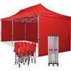 RAY BOT Gazebo pieghevole 3x6 rosso Exa 45mm alluminio con laterali PVC 350g