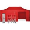 RAY BOT Gazebo pieghevole 3x6 rosso Exa 45mm TOP alluminio con laterali PVC 350g