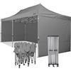 RAY BOT Gazebo pieghevole 3x6 grigio Exa 45mm alluminio con laterali PVC 350g