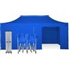 RAY BOT Gazebo pieghevole 3x6 blu gambo 40x40 con laterali. PVC 350g