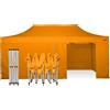 RAY BOT Gazebo pieghevole 3x6 arancione professionale con laterali PVC 350g