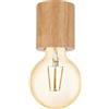 Eglo Turialdo Plafoniera da soffitto a 1 luce stile industriale, vintage, in legno e acciaio, plafoniera in colore naturale, nero, plafoniera con attacco E27