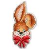 RTO EHW041 - Kit per punto croce con coniglietto rosso, su piastra in legno, cotone, multicolore, 5,5 x 10,9 cm
