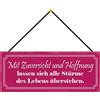 Schatzmix - Targa in metallo con scritta in lingua tedesca Mit Zusicht und Hoffungsung, 27 x 10 m, con cordoncino, in metallo, multicolore, 27 x 10 cm