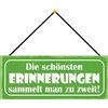 Schatzmix Blechschild Die schönsten Erinnerungen Metallschild 27x10cm Deko mit Kordel Targa di Metallo da Parete, Lamiera, Multicolore, 27x10 cm