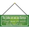 Schatzmix Blechschild Liebe Ist Wie Garten Metallschild 27x10 cm Deko Tin Sign mit Kordel Targa di Metallo da Parete, Lamiera, Multicolore