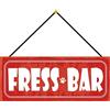 Schatzmix Blechschild Fress Bar Metallschild Wanddeko 27x10 cm Tin Sign mit Kordel Targa di Metallo da Parete, Lamiera, Multicolore