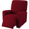 EBETA Jacquard Copripoltrona Fodera per poltrona Coprisedile Chivas Poltrona Reclinabile Relax Completo Elasticizzato con Tasche (Vino rosso)