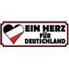 Schatzmix Blechschild Ein Herz für Deutschland (Reichsfarben) Metallschild Wanddeko 27x10cm Tin Sign Targa di Metallo da Parete, Lamiera, Multicolore, 27x10 cm