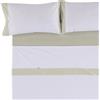 ESTELA Lisos Applique 50/50 Set di lenzuola, 4 pezzi, colore bianco-pietra, Cotone-Poliestere, Letto 175/200 (Super King)