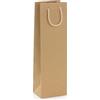 Busta portabottiglia in carta riciclata avana con maniglia in corda - 12 x 40 x 9 cm personalizzate o neutre