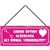 Schatzmix Blechschild Öfter glücklich Als verheiratet Metallschild 27x10cm Deko mit Kordel Targa di Metallo da Parete, Lamiera, Multicolore, 27x10 cm