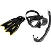 Cressi Palau, Pinne Regolabili per Immersioni, Apnea e Snorkeling Unisex Adulto, Nero/Giallo, 41/44 EU & Mare Combo, Set Maschera Sub Perla e Snorkel Mexico Unisex - Adulto, Nero, Unica
