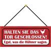 Schatzmix Blechschild Warnschild Halten Sie Das Tor Geschlossen Deko 27x10 cm mit Kordel Targa di Metallo da Parete, Lamiera, Multicolore