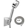 Olliwon Soffione Doccia ad Alta Pressione con Tubo da 1,5 m in Acciaio Inox 304 Doccetta Anticalcare con Funzione di Risparmio Idrico Facile da Installare e Pulire