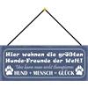 Schatzmix Blechschild Größten Hundefreunde der Welt Metallschild 27x10cm Deko mit Kordel Targa di Metallo da Parete, Lamiera, Multicolore, 27x10 cm