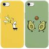 Yoedge 2 Pezzi Cover per Apple iPhone 8/7 / SE2022 / SE2020 4,7,Squishy Silicone TPU Custodia per Cellulari con Disegni Aesthetic, Antiurto Originale Cover Disegno Case per iPhone8, Avocado Banana