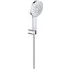 Grohe Rainshower 130 SmartActive 26581000 Soffione Doccia a 3 Getti, Ecojoy Portata Limitata a 9,5l/min, Supporto fisso, Cromo Rotondo, 130 mm, Set di 3 Pezzi