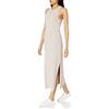 The Drop Gabriela Maxi Abito a Collo Alto con Taglio ad A e Spacco Laterale da Donna, Grigio Argenteo, S