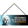 Schatzmix Blechschild Das Schönste Was Wir erleben Metallschild Wanddeko 27x10 mit Kordel Targa di Metallo da Parete, Lamiera, Multicolore, 27x10 cm