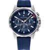 Tommy Hilfiger Orologio Analogico Multifunzione al Quarzo da Uomo con Cinturino in Silicone Blu - 1791791