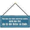 Schatzmix Blechschild Glück unterwegs suchen Metallschild 27x10cm Deko Tin Sign mit Kordel Targa di Metallo da Parete, Lamiera, Multicolore, 27x10 cm