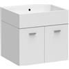 Colavene - Lavabo in ceramica Volant su mobile sospeso due ante 75X50 : Colore mobile - Bianco matt
