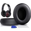 SoloWIT® Cuscinetti Auricolari Di Ricambio per Beats Studio 2 e Studio 3 Wired/Wireless Cuffia con morbida pelle proteina/memory foam/nastro adesivo forte - Nero