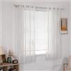 MIULEE Tende per Interni Moderne 2 Pezzi 140x145 CM, Voile Tenda Finestra Bianche Interno Salotto, Tenda Trasparente con Ricami a Foglie Motivi, Fantasia Tende Camera da Letto Soggiorno Occhielli