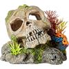 Nobby Ornamento per acquario Pittoresco sottomarino con teschio e piante, 13,5 x 13,5 x 10,5 cm, Halloween