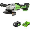 Greenworks Meuleuse d'angle sans fil GD24AG & Batterie G24B4 + Chargeur de batterie G24C