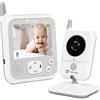 lionelo CARE BABYLINE 7.1 Baby monitor neonati con telecamera e schermo 3 pollici LCD, Video e audio, Modalità notturna, Comunicazione bidirezionale, Portata 260m, Sensore temperatura e pianto