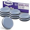 Filzada® 8x Piedini per mobili autoadesivo in Teflon - Ø 50 mm (tondo) - Scivoli per mobili professionali/scivoli per tappeti in PTFE (teflon)