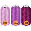 New brothread Set di 3 Diversi Porpora Colori poliestere filo di ricamo macchina grande bobina 5000M per tutte le macchine da ricamo