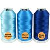 New brothread Set di 3 Diversi Blu Colori poliestere filo di ricamo macchina grande bobina 5000M per tutte le macchine da ricamo