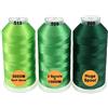 New brothread Set di 3 Diversi Verde Colori poliestere filo di ricamo macchina grande bobina 5000M per tutte le macchine da ricamo