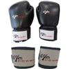 GYM POWER KIT BOXE GYM POWER - Guantoni Pugilato Neri 8-10-12-14oz in Pelle Sintetica + Bende Protettive Sottoguanto