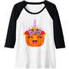 Principessa di Zucca Unicorno Halloween Donna Principessa di Zucca Unicorno Halloween Unicorn Pumpkin Maglia con Maniche Raglan
