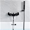 SJQKA Miscelatore Vasca Da Bagno A Cascata Rubinetto Per Vasca Da Incasso A Parete, Doccia A Cascata, Doccia Calda E Fredda, Rubinetto Per Vasca (Nero)