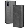 HAOTIAN Cover per Xiaomi Redmi 9A / Redmi 9AT Cover, Retro PU Leather Wallet, Flip Cover TPU a Libro Antiurto in Pelle Portafoglio con Kickstand Slot, Nero