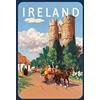 Schatzmix Blechschild Ireland Burg und Pferdekutsche Metallschild 20x30 Deko Tin Sign Targa di Metallo da Parete, Lamiera, Multicolore, 20x30 cm