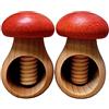 Wooden World - Set di 2 schiaccianoci in legno di faggio naturale molto solido, a forma di fungo, colori marrone e rosso