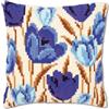 VERVACO Kit Cuscino Punto Croce Tulipani Blu Set Ricamo Principianti Cuscini Gobelin Decorativi ca. 40 x 40 cm Accessori per Lavoretti Creativi DIY Casa Decor Hobby Adulti Cross Stitch